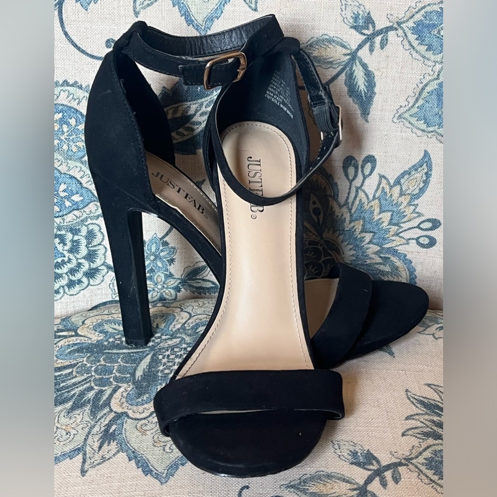 JUSTFAB Kati Synthetic Suede Strap High Heal Open Toe Sandals (Size 8)